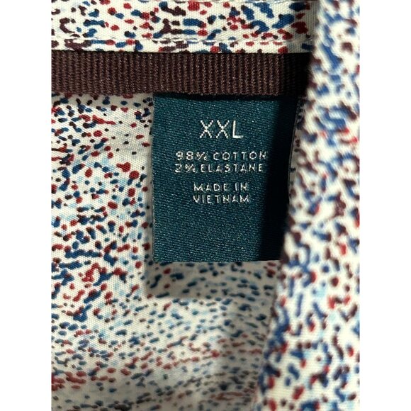 Perry Ellis Dotted Paisley Button Front Long Sleeve Shirt Blue Red Sz XXL Office - Picture 6 of 10
